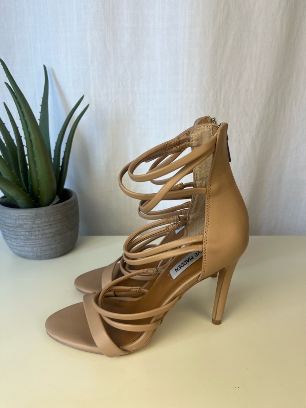 Steve Madden Nude/Tan Multi-Strap Stiletto Sandals